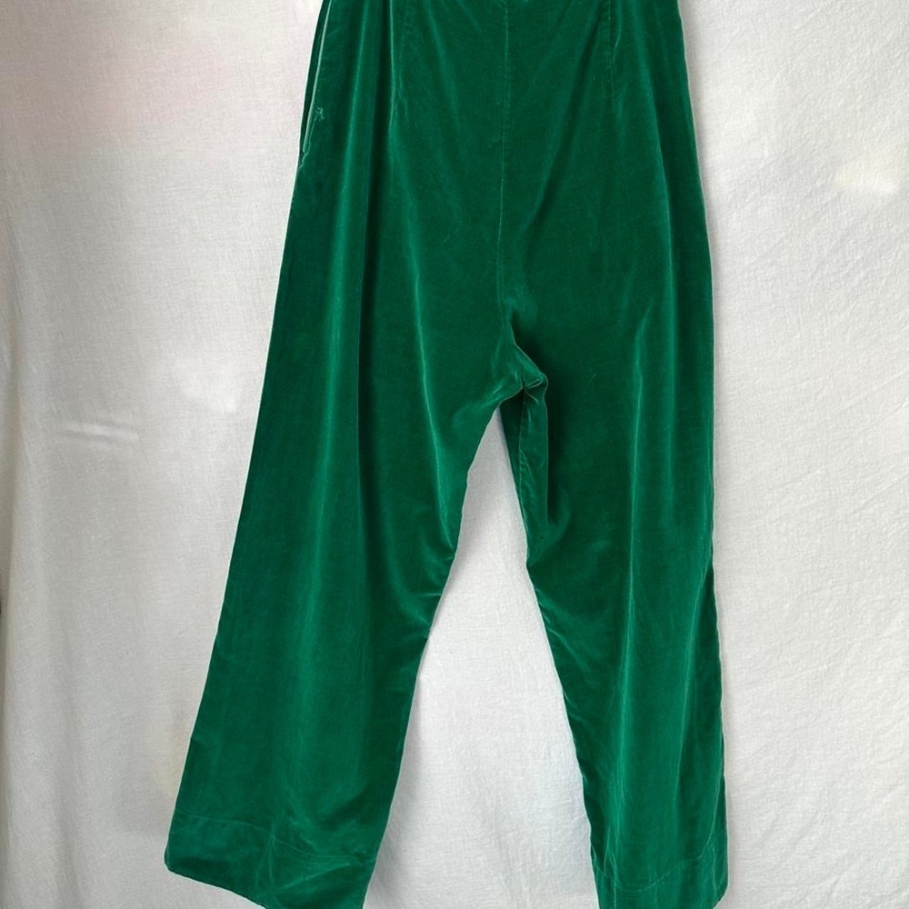 Vintage 1980s High waisted emerald green velvet pants